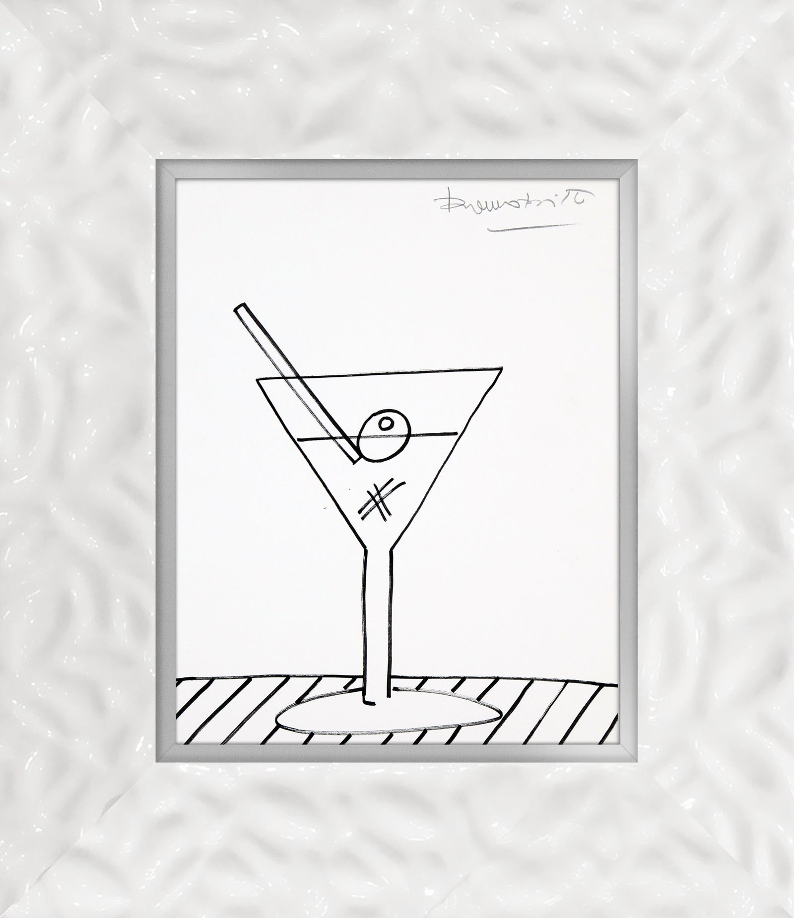 martini original drawing  colorful decorative collectible gift idea