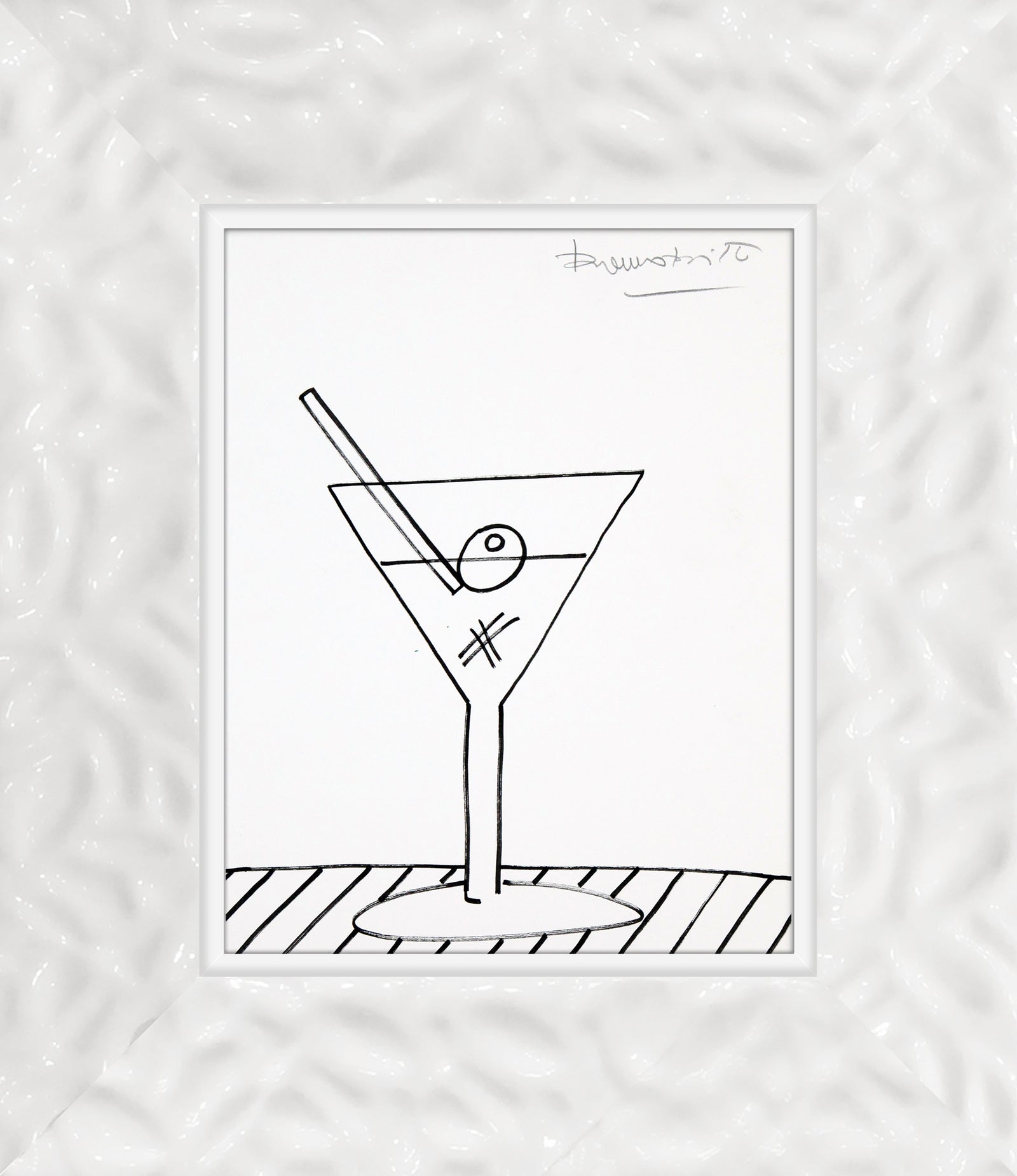 modern pop art martini original drawing  vibrant home decor