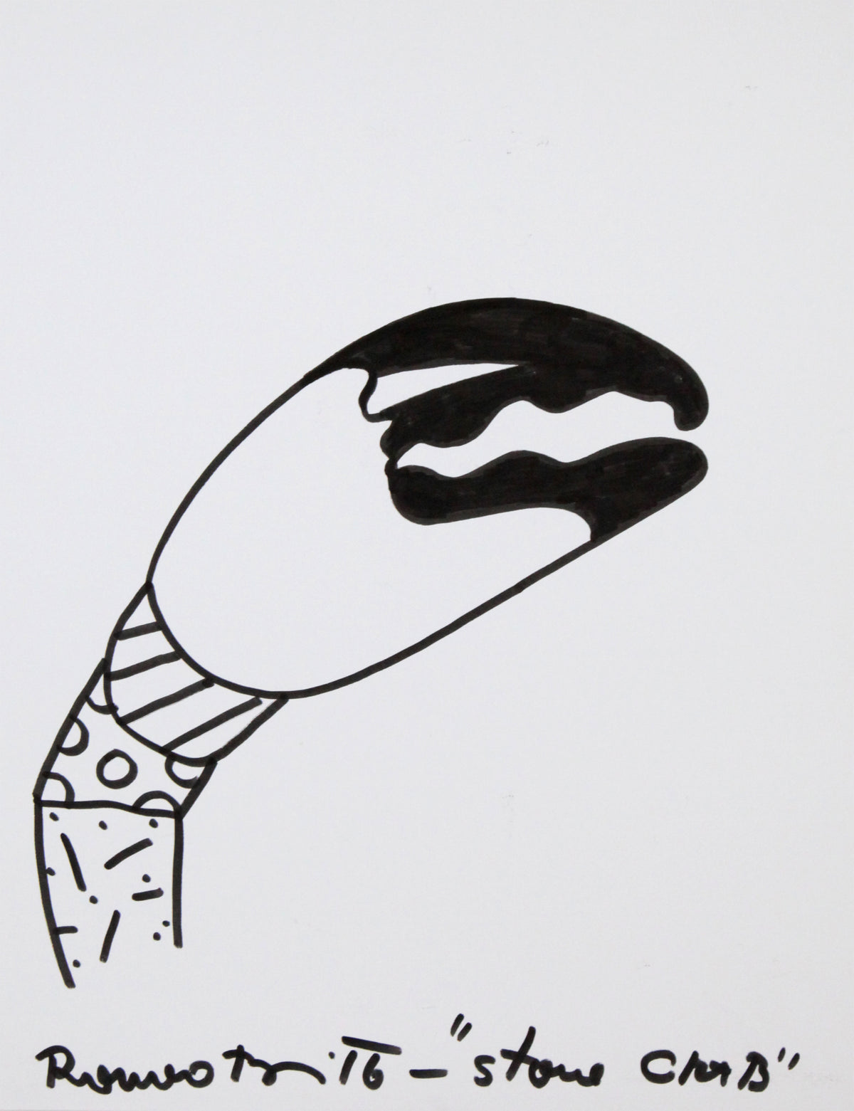 Romero Britto stone crab original drawing  colorful pop art design