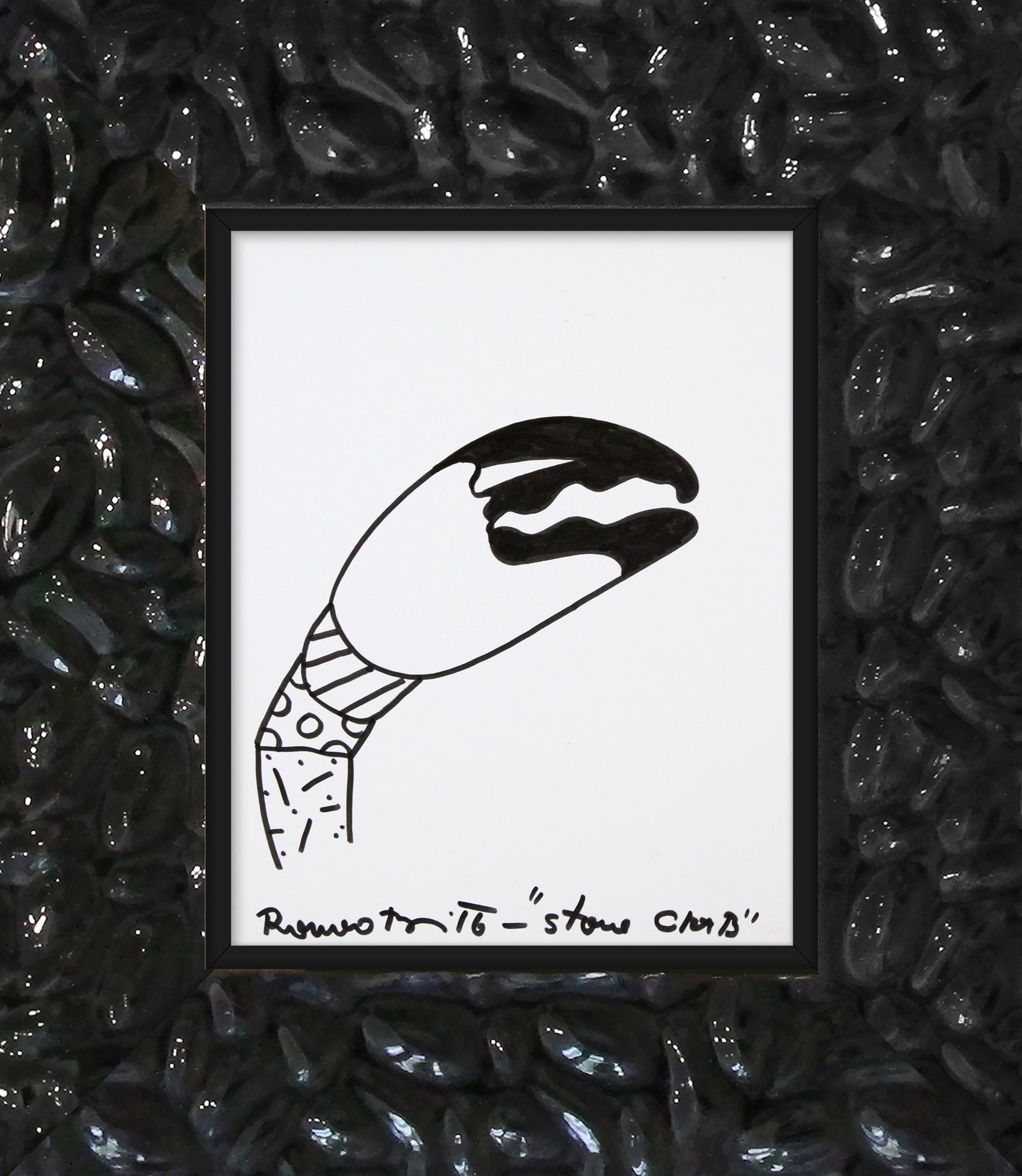 stone crab original drawing  colorful decorative collectible gift idea
