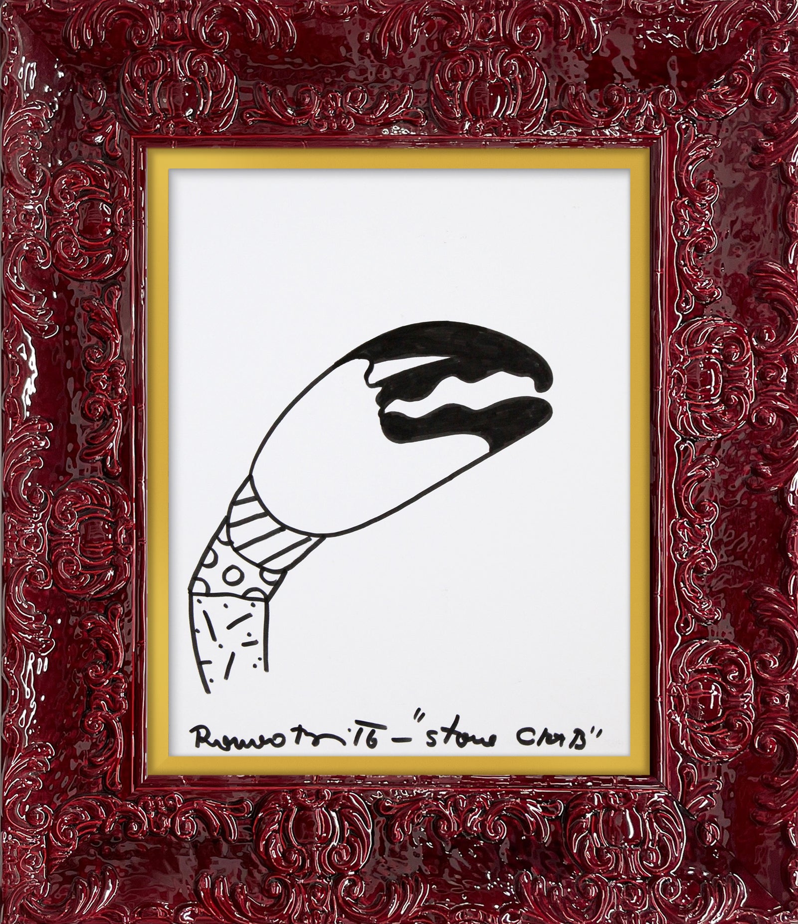 Romero Britto stone crab original drawing  colorful pop art design