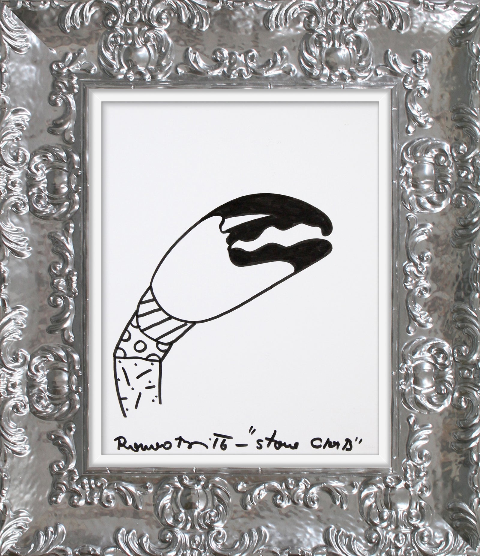 Romero Britto stone crab original drawing  contemporary pop art piece