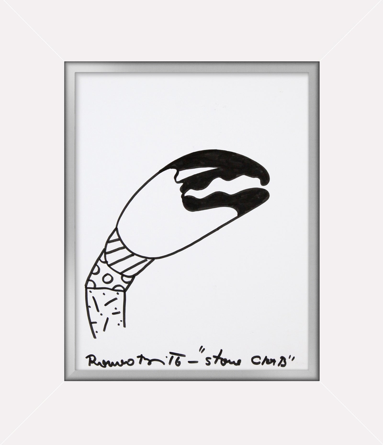 Romero Britto stone crab original drawing  colorful pop art design
