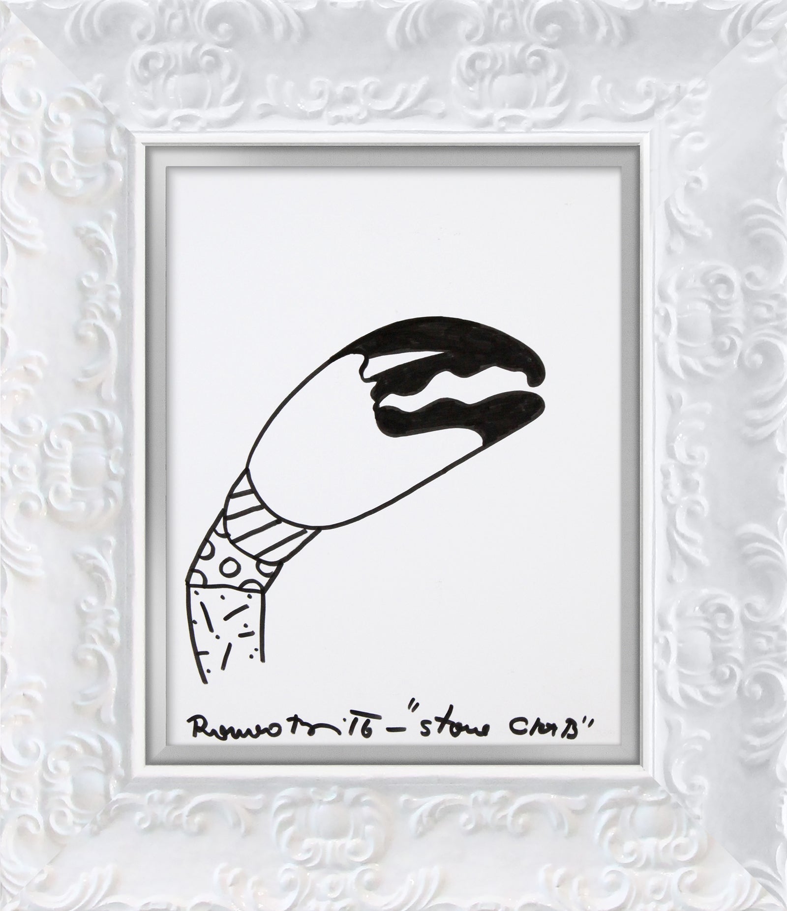 modern pop art stone crab original drawing  vibrant home decor