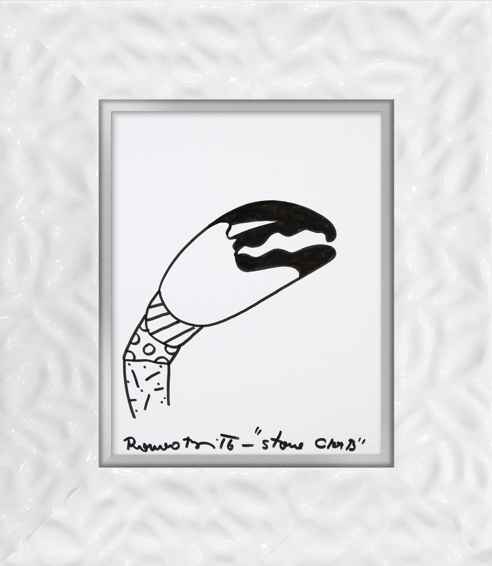 Romero Britto stone crab original drawing  contemporary pop art piece