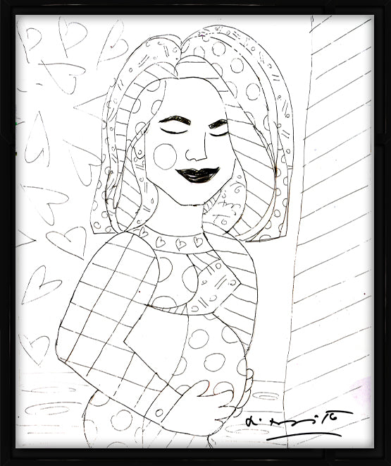 Romero Britto mother original drawing  colorful pop art design