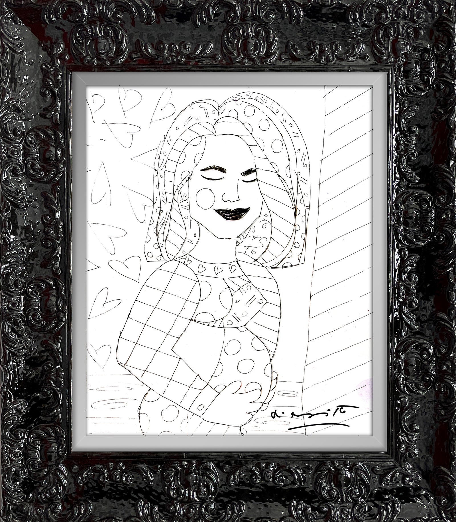 modern pop art mother original drawing  vibrant home decor