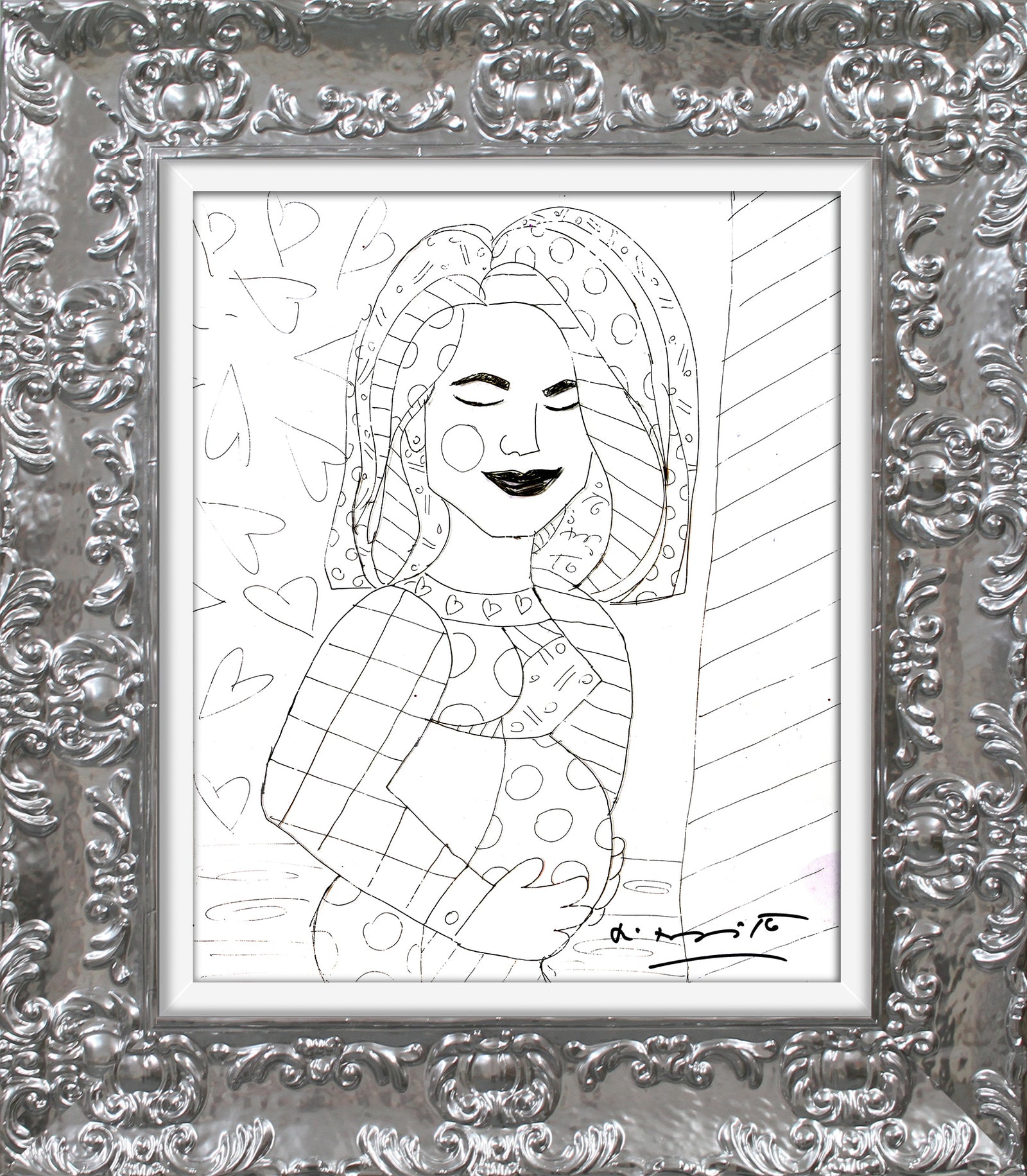 Romero Britto mother original drawing  colorful pop art design