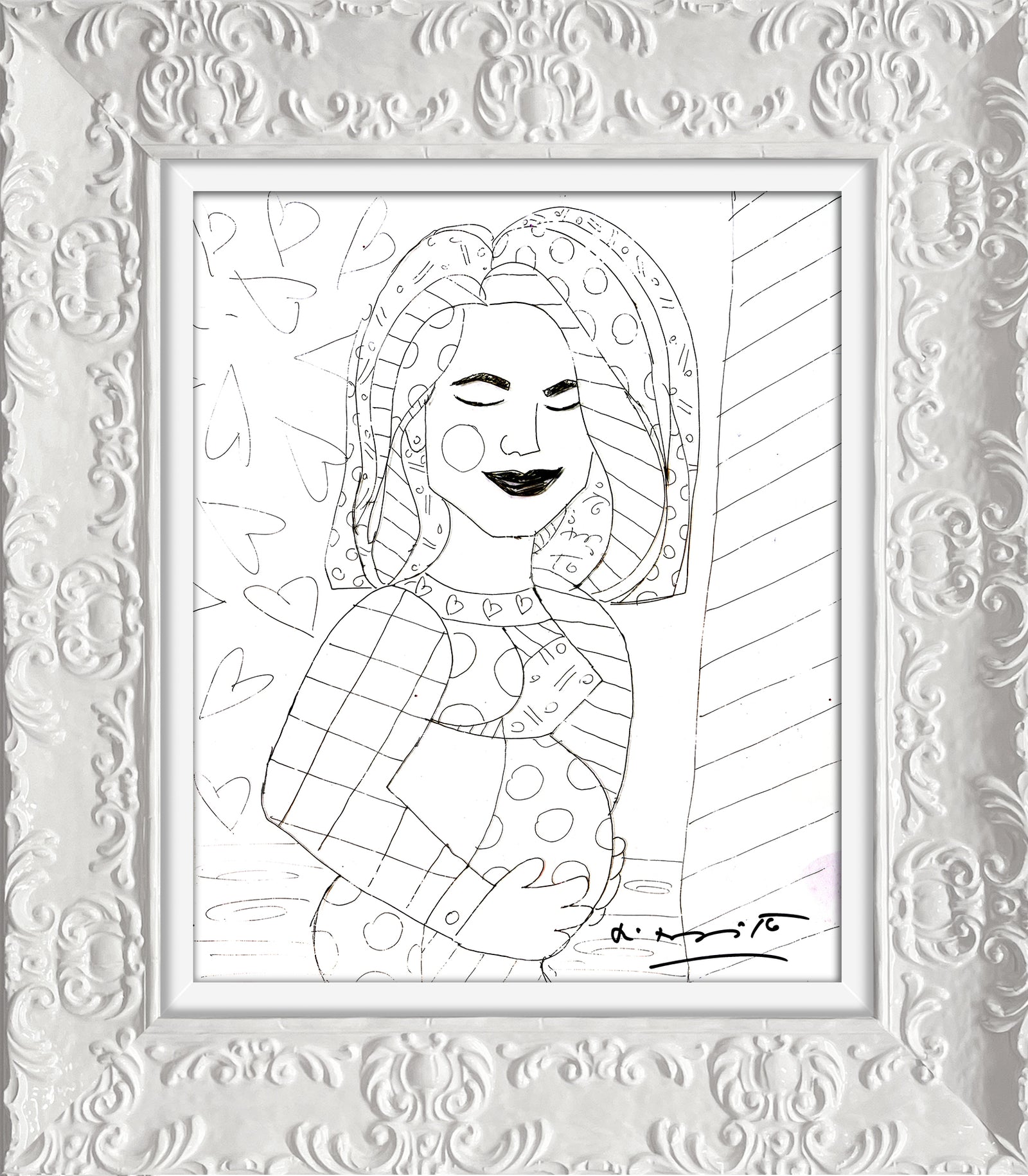 Romero Britto mother original drawing  colorful pop art design