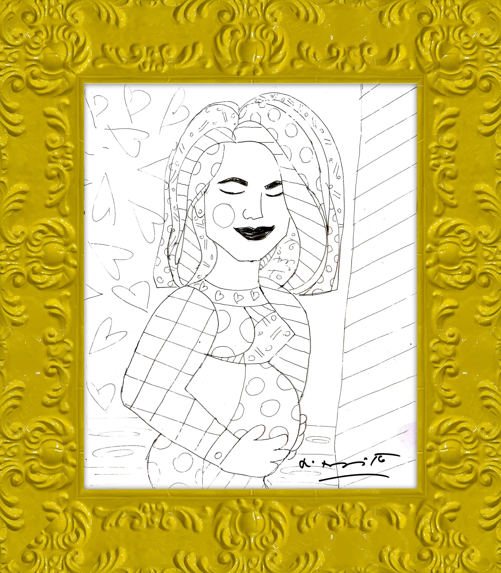 Romero Britto mother original drawing  colorful pop art design