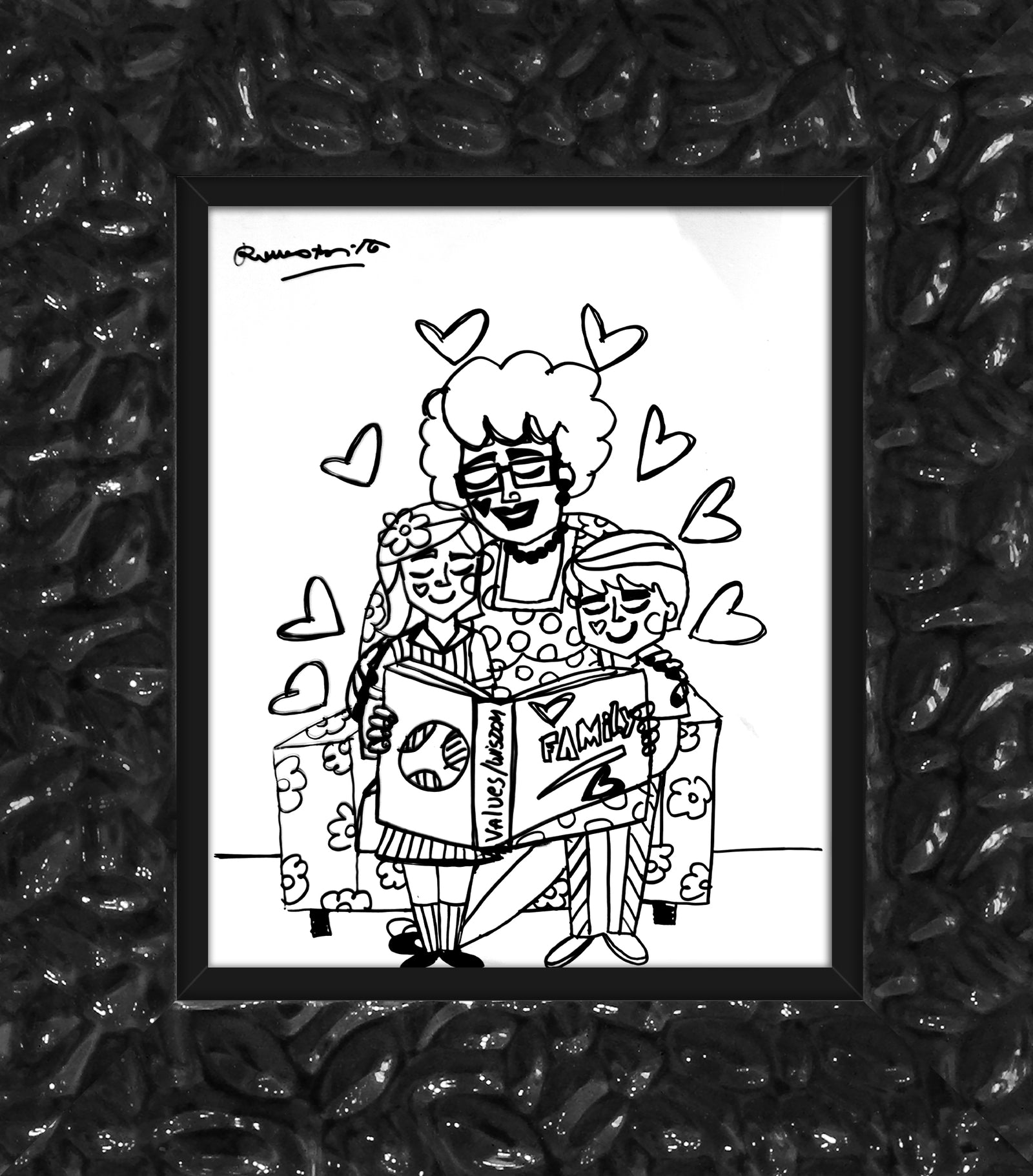 modern pop art values and wisdom original drawing  vibrant home decor