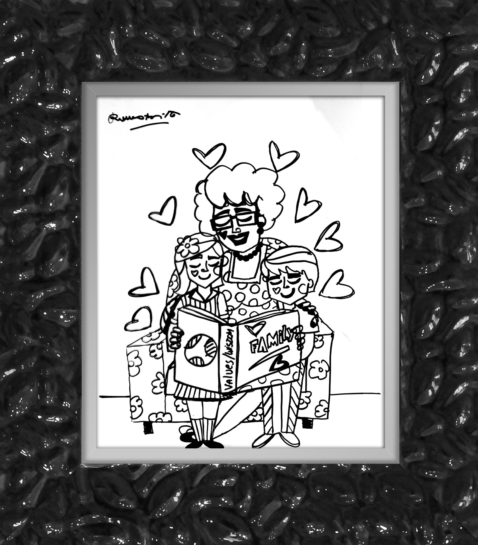 values and wisdom original drawing  artistic colorful design collectible