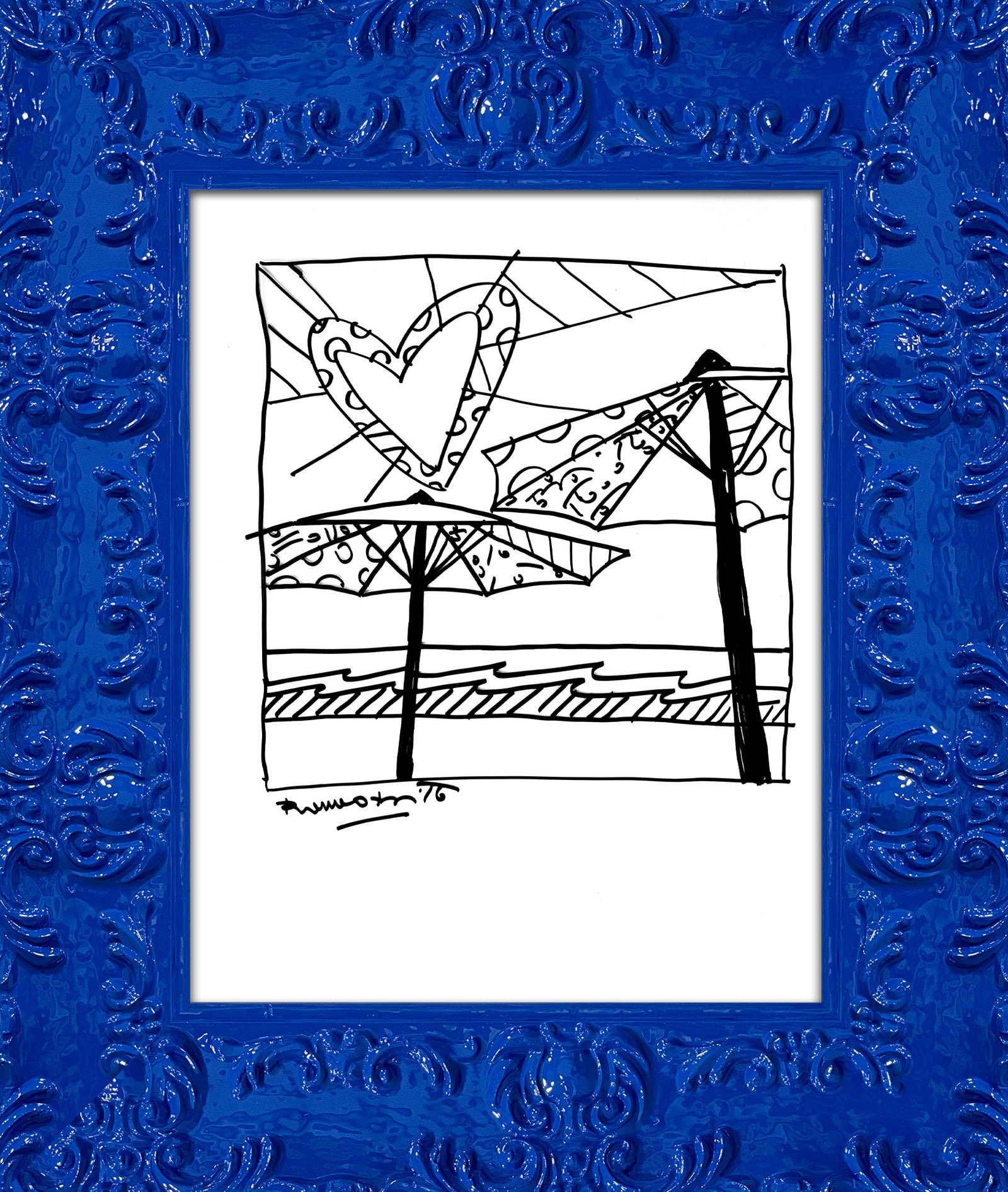 modern pop art rays of love original drawing  vibrant home decor