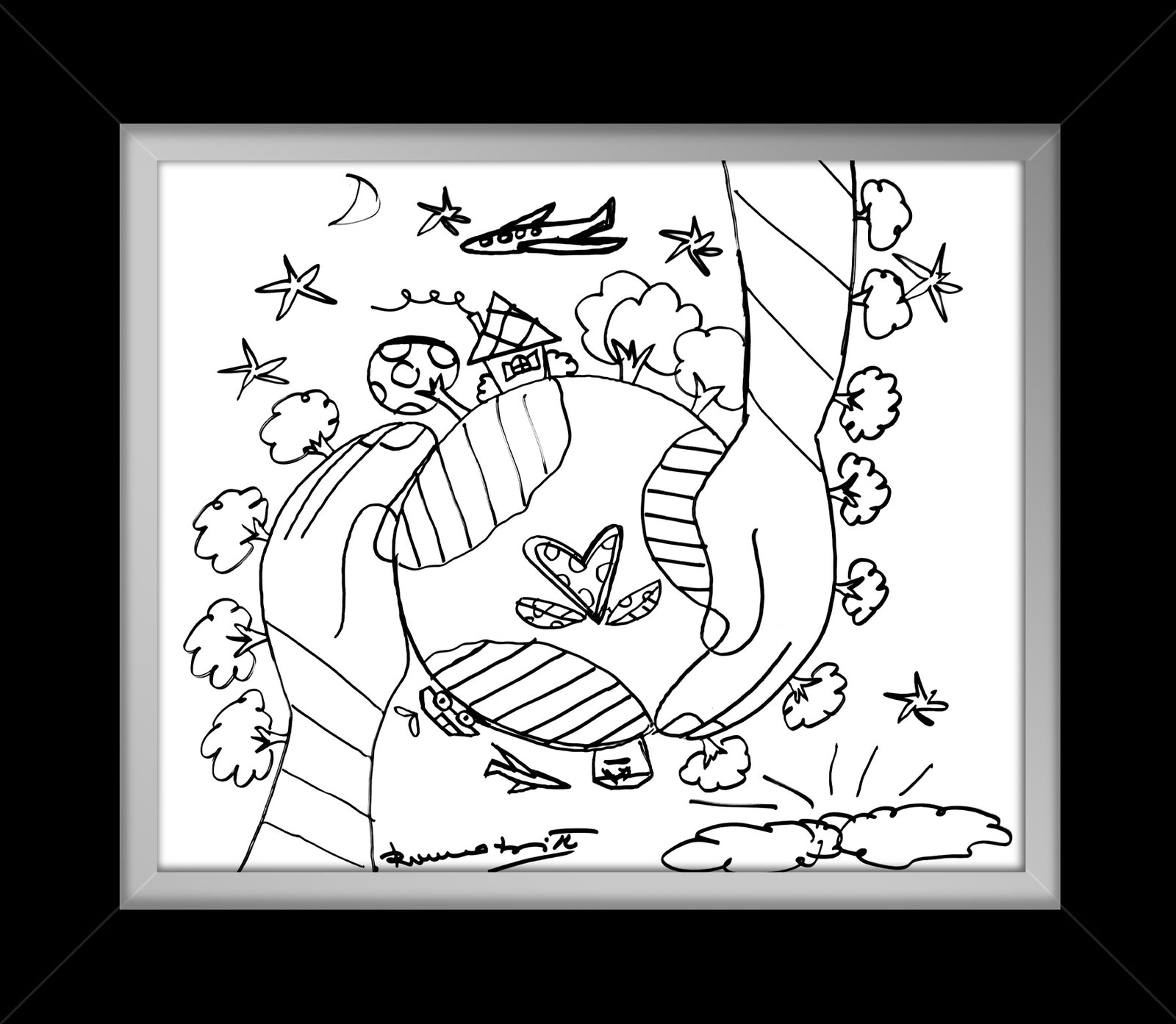 our planet original drawing  artistic colorful design collectible