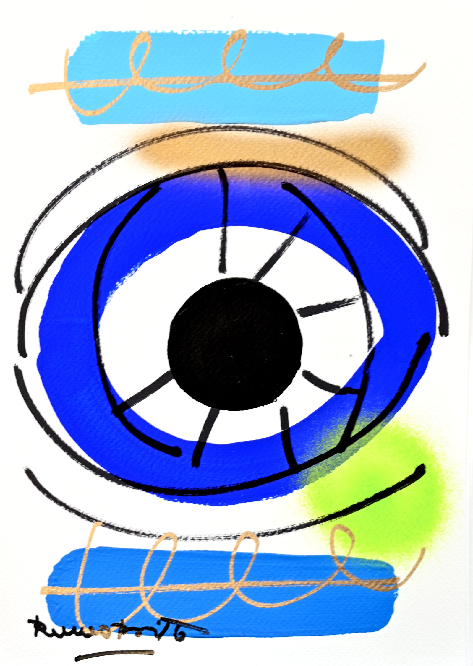 Romero Britto just love eye original drawing  colorful pop art design