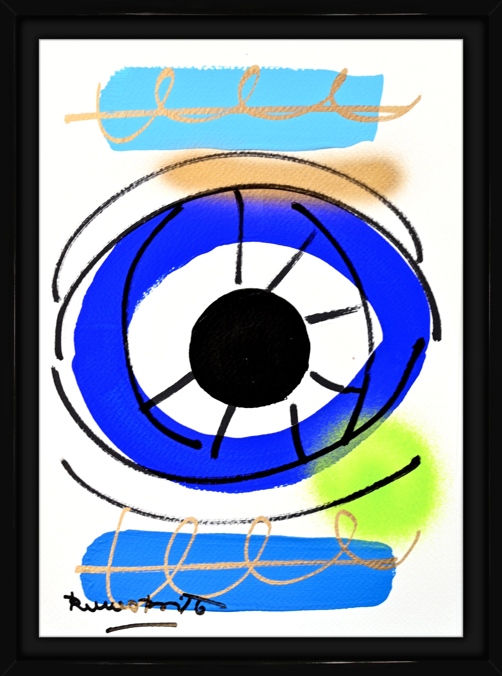 Romero Britto just love eye original drawing  contemporary pop art piece