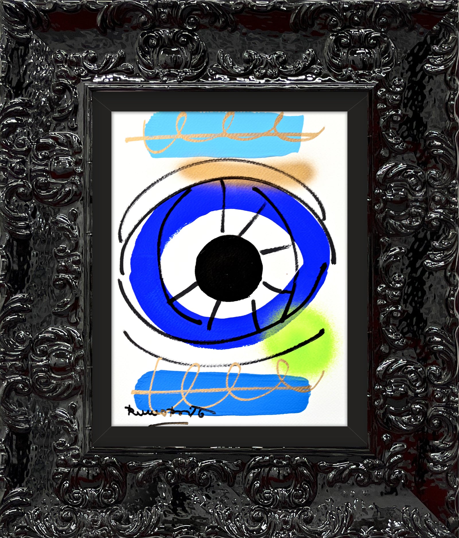 modern pop art just love eye original drawing  vibrant home decor