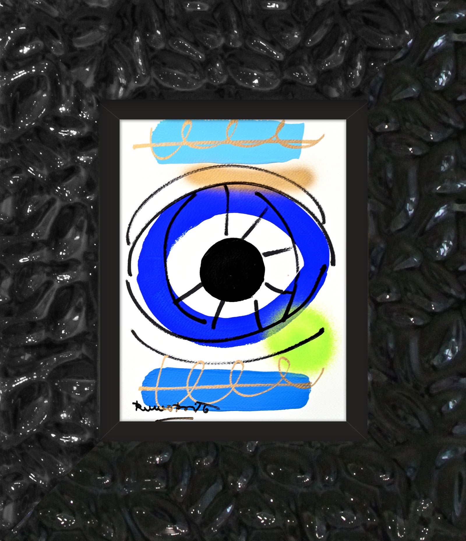 Romero Britto just love eye original drawing  colorful pop art design