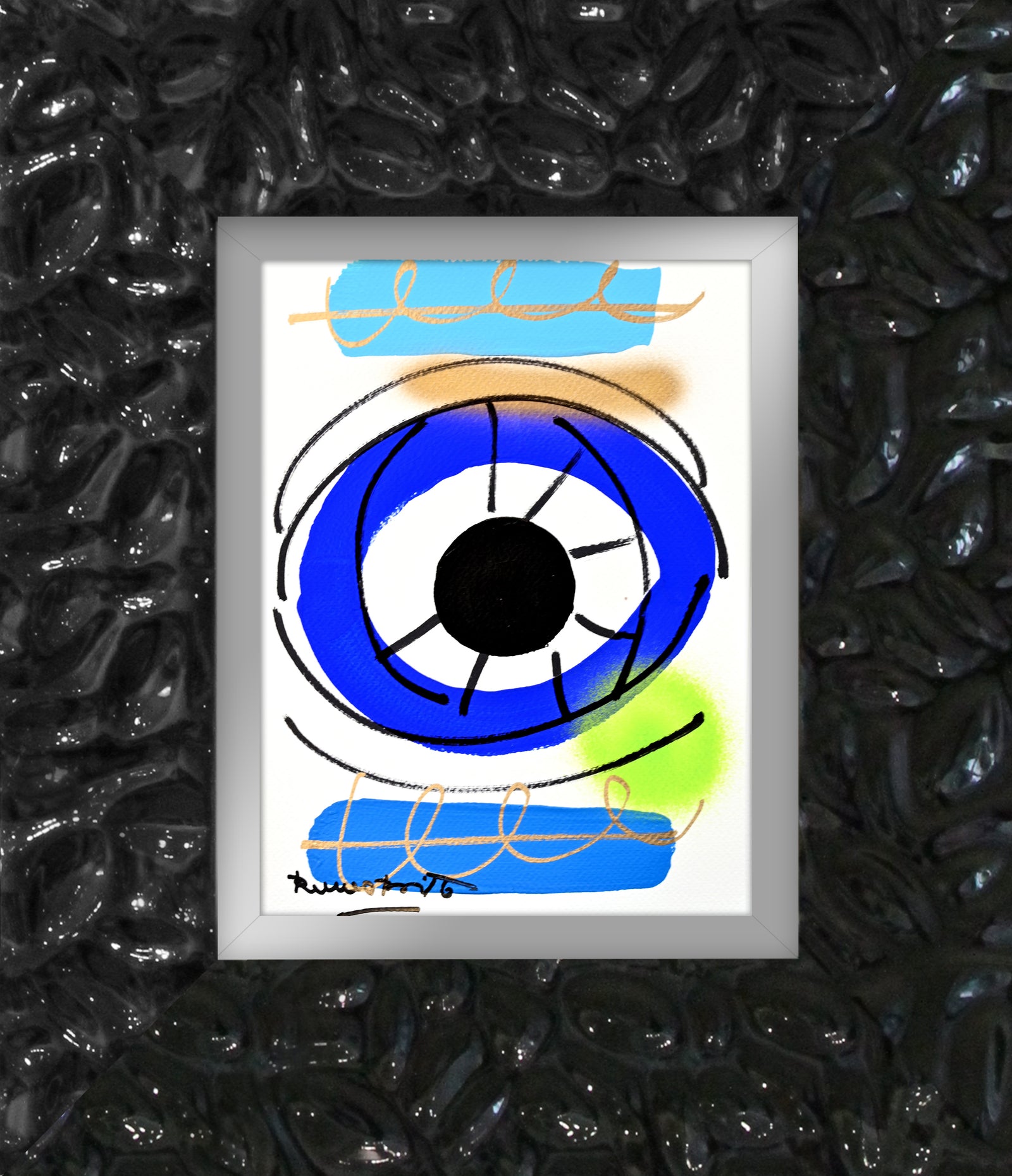 Romero Britto just love eye original drawing  contemporary pop art piece