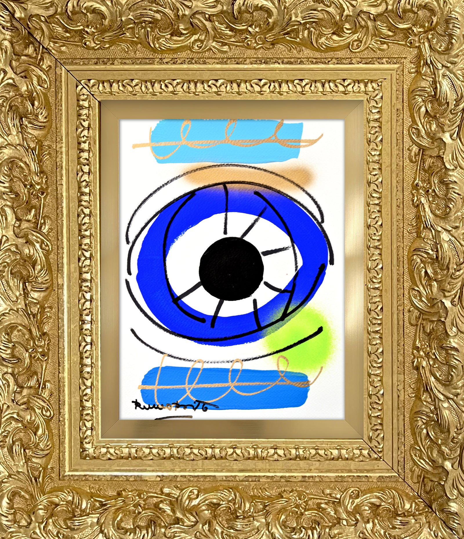 modern pop art just love eye original drawing  vibrant home decor