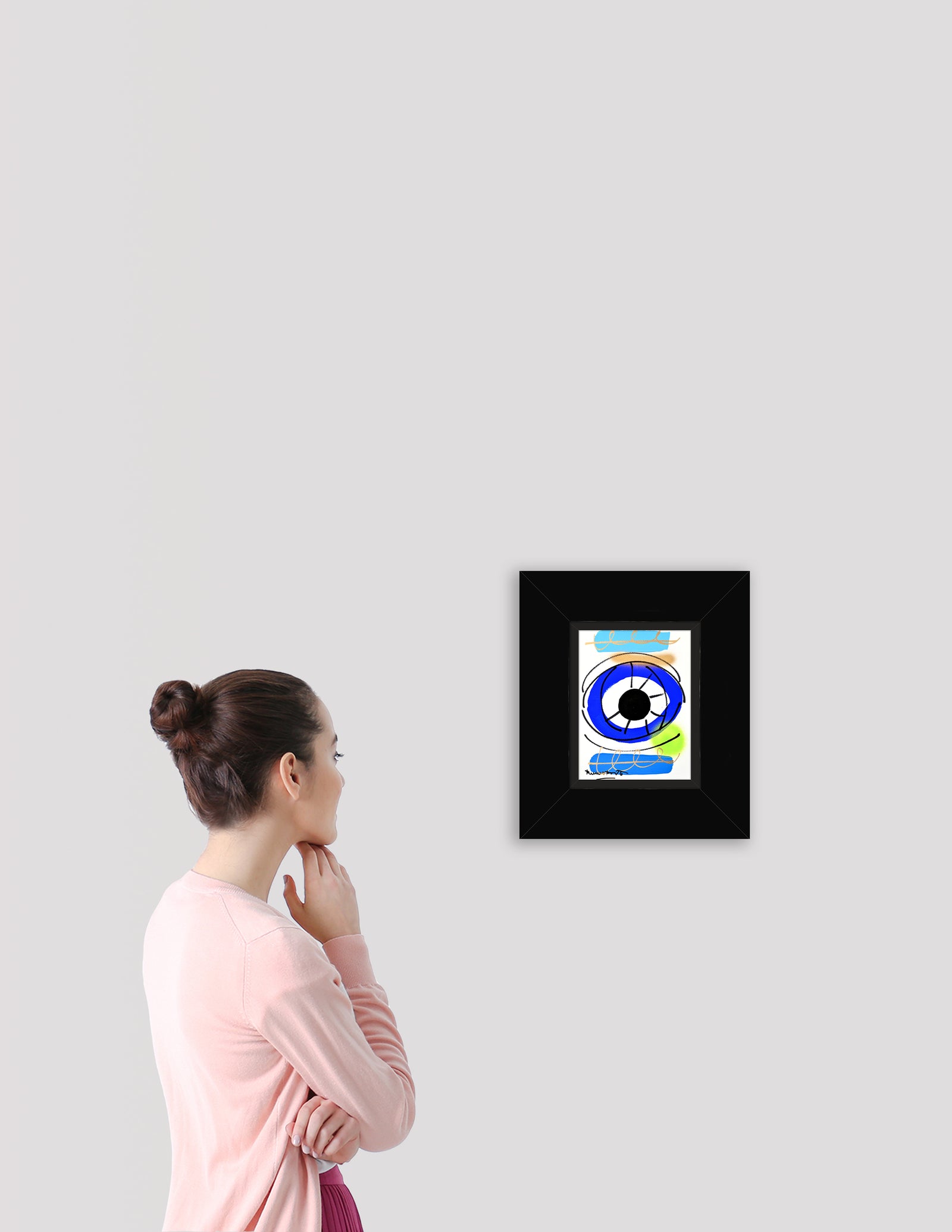 modern pop art just love eye original drawing  vibrant home decor