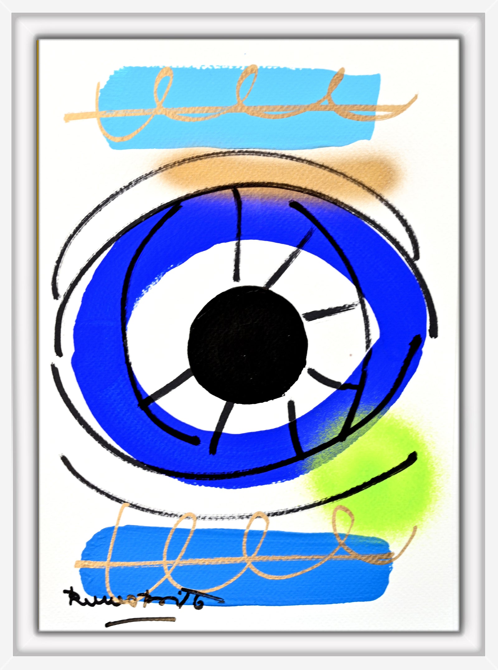 Romero Britto just love eye original drawing  contemporary pop art piece