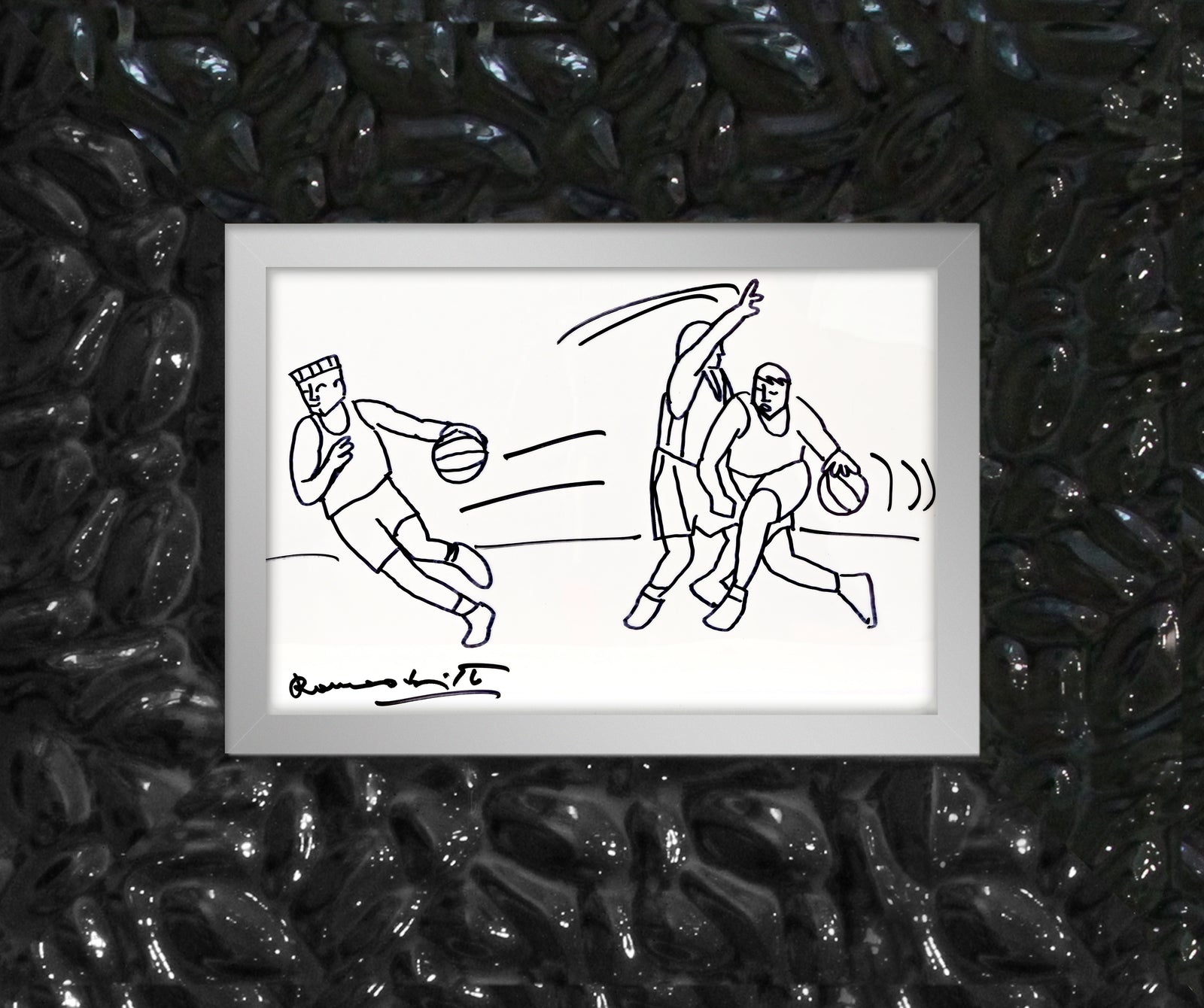 Romero Britto hops original drawing  contemporary pop art piece