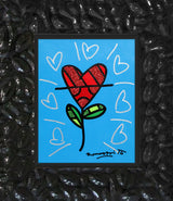 CYAN HEART FLOWER -  Original Painting