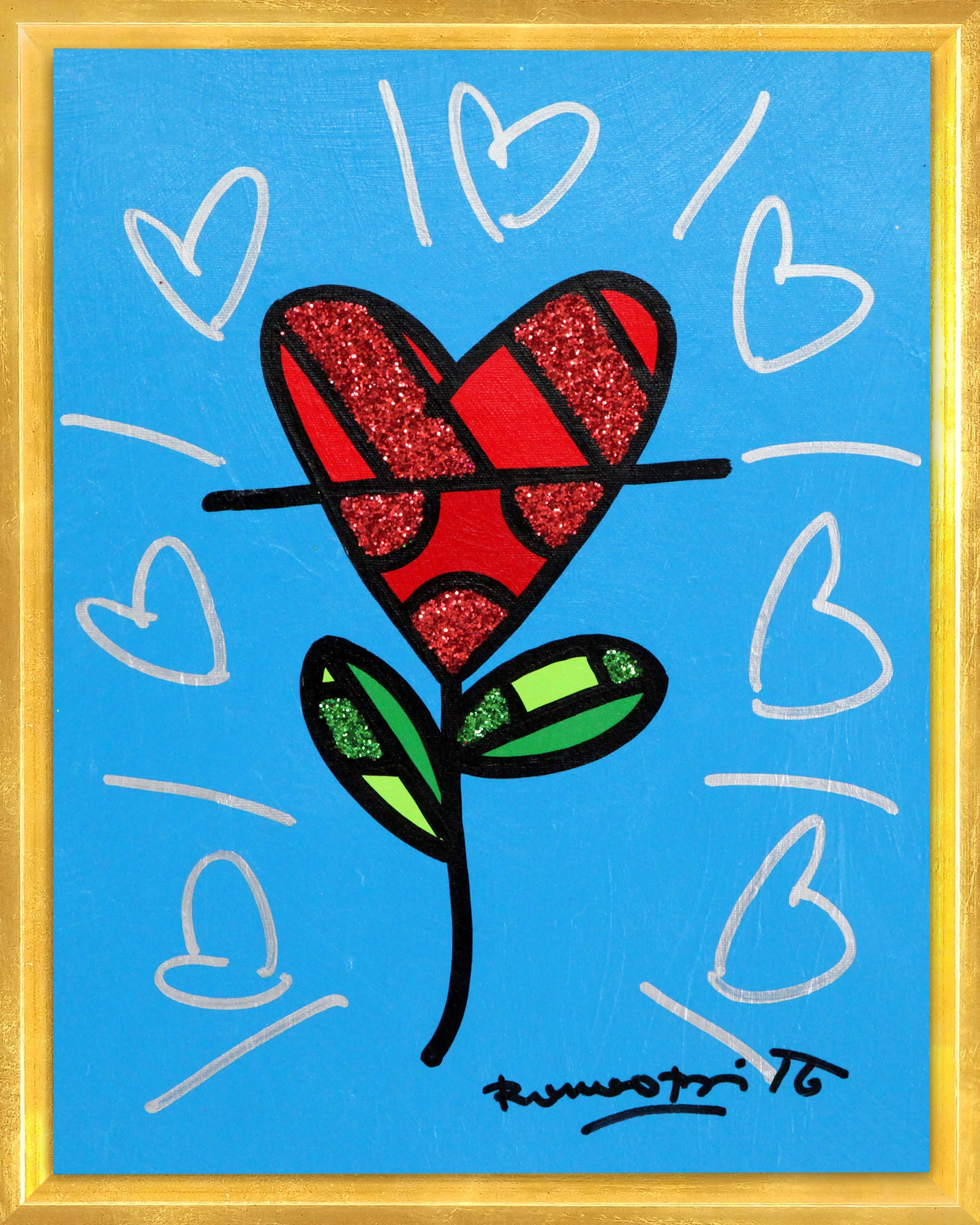 CYAN HEART FLOWER -  Original Painting
