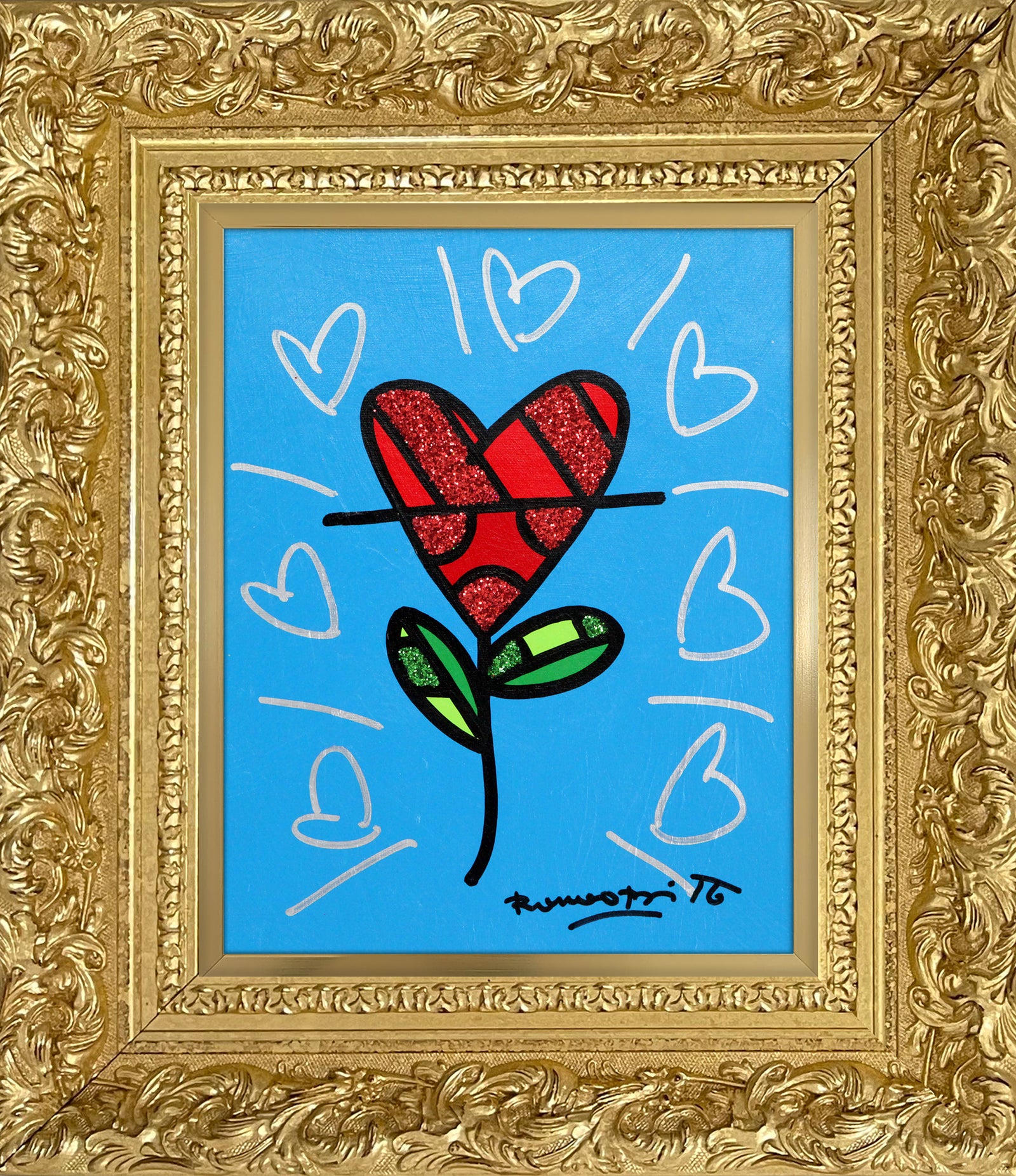 CYAN HEART FLOWER -  Original Painting