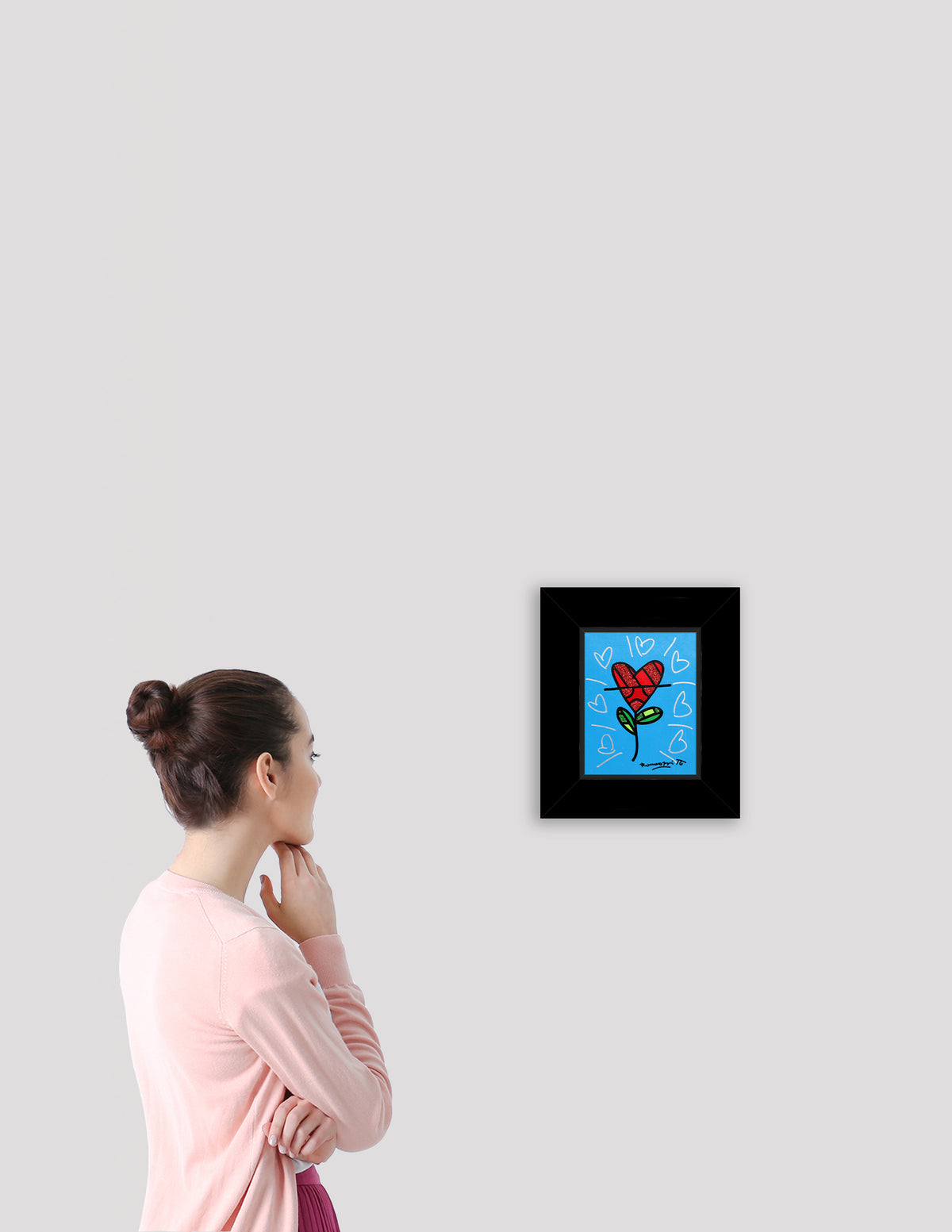CYAN HEART FLOWER -  Original Painting