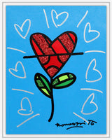 CYAN HEART FLOWER -  Original Painting
