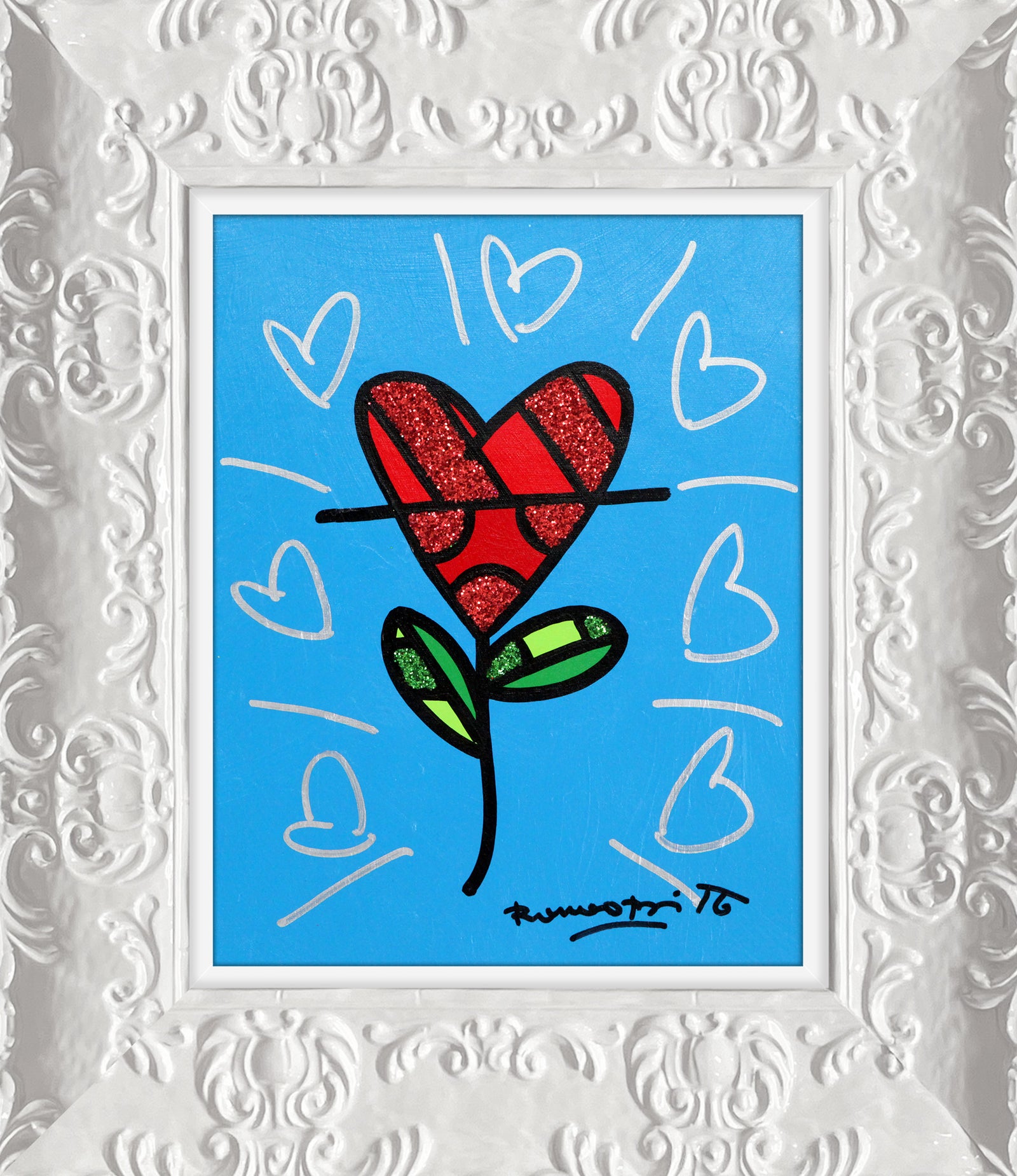 CYAN HEART FLOWER -  Original Painting
