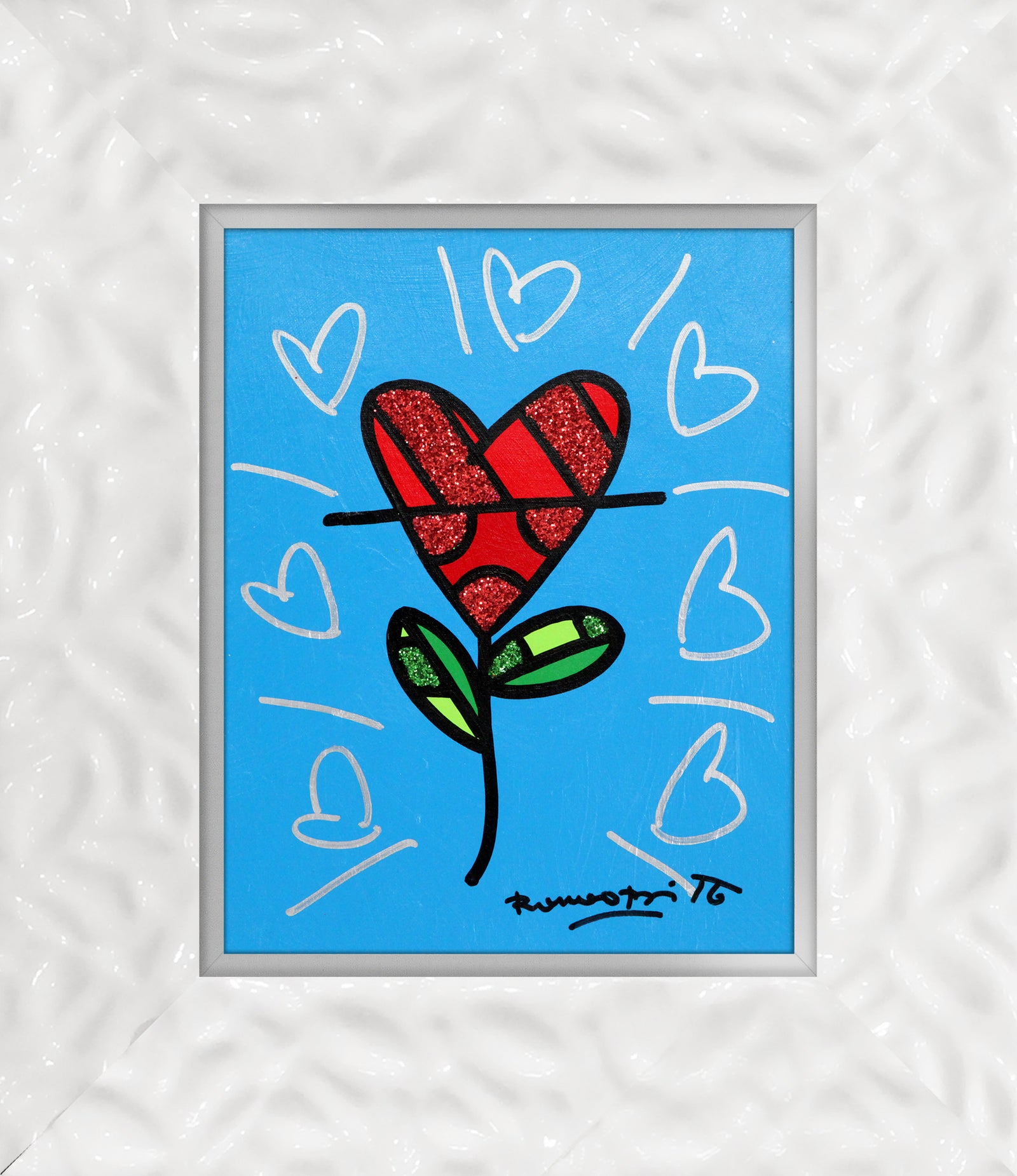 CYAN HEART FLOWER -  Original Painting