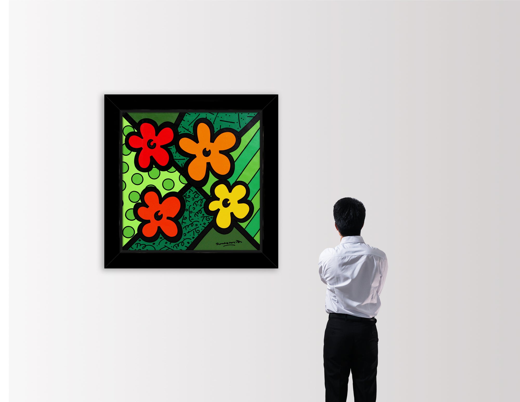 帯付き/ Flowers Art Works Couleur Andy's Flowers - Original Painting - Shop Britto