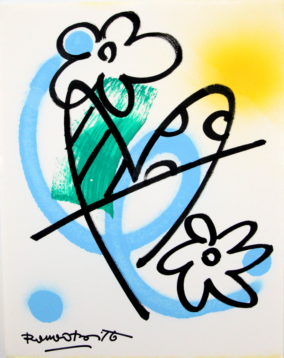 Romero Britto evolution original drawing  colorful pop art design