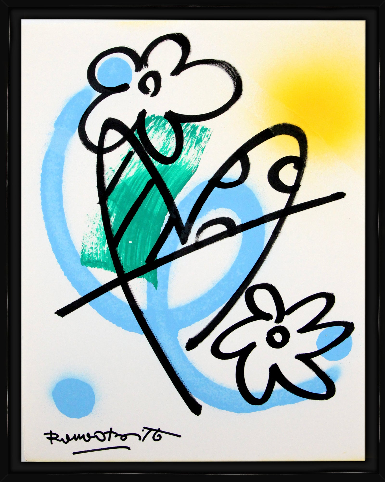 Romero Britto evolution original drawing  contemporary pop art piece