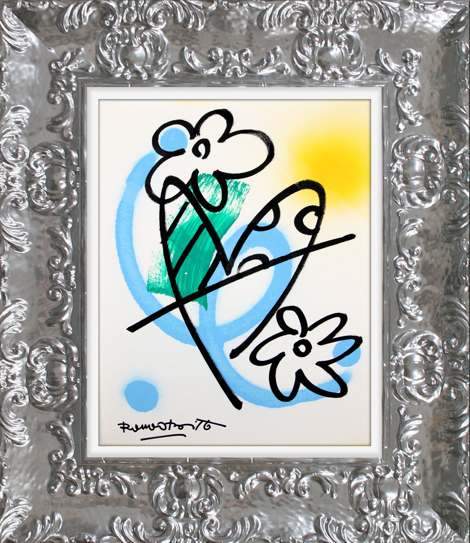 Romero Britto evolution original drawing  contemporary pop art piece