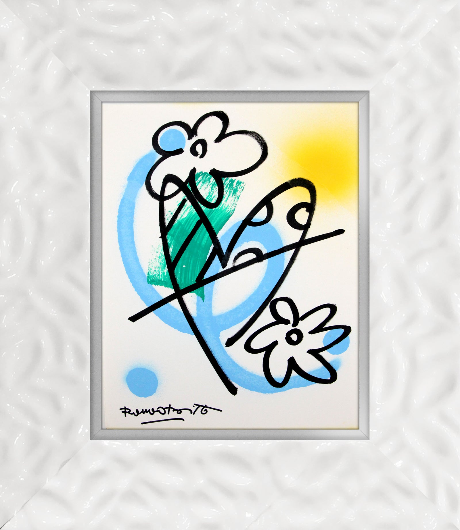 Romero Britto evolution original drawing  contemporary pop art piece