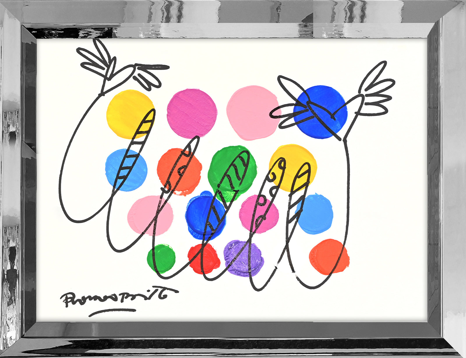 Romero Britto evolution original drawing  colorful pop art design