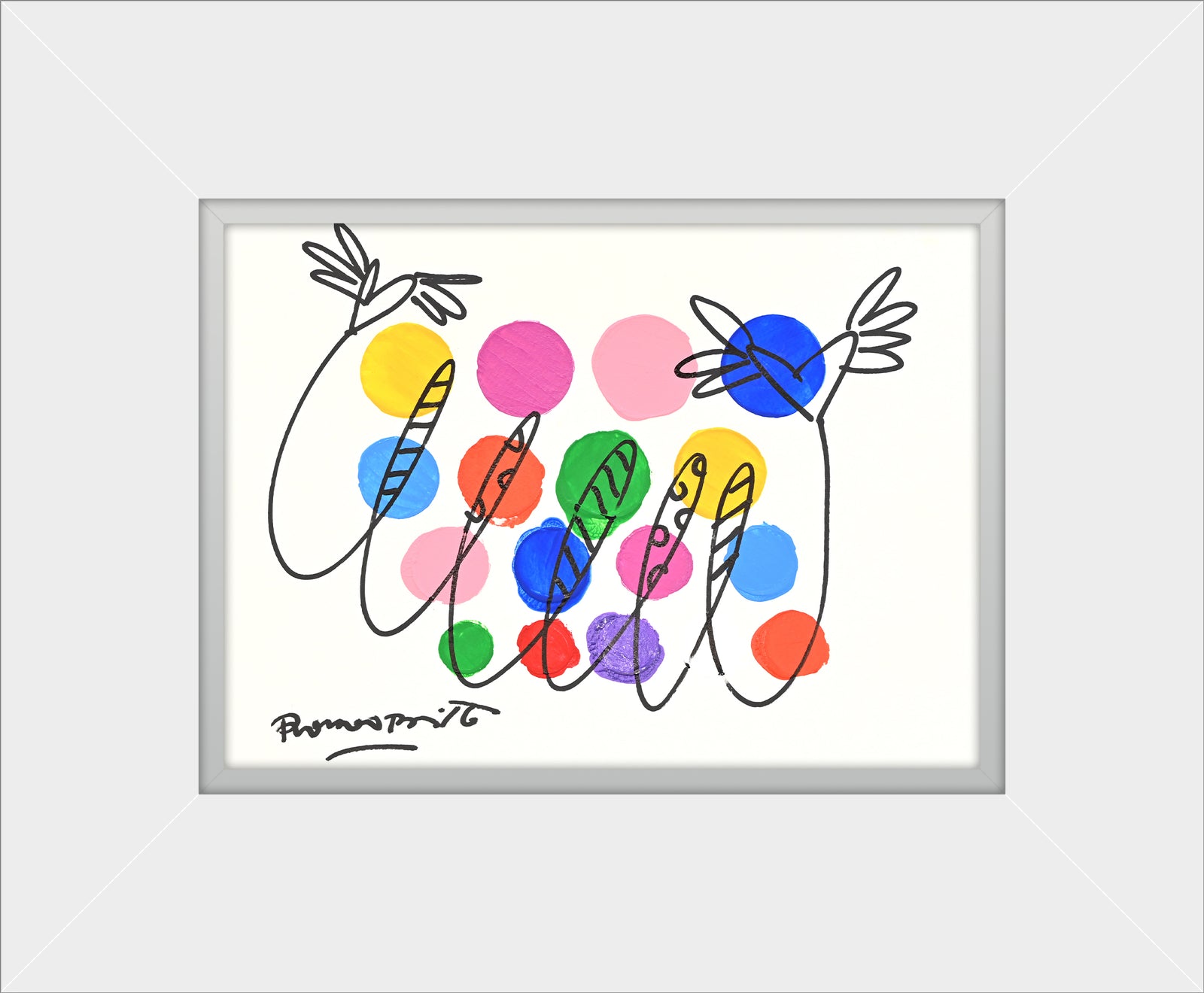 Romero Britto evolution original drawing  colorful pop art design