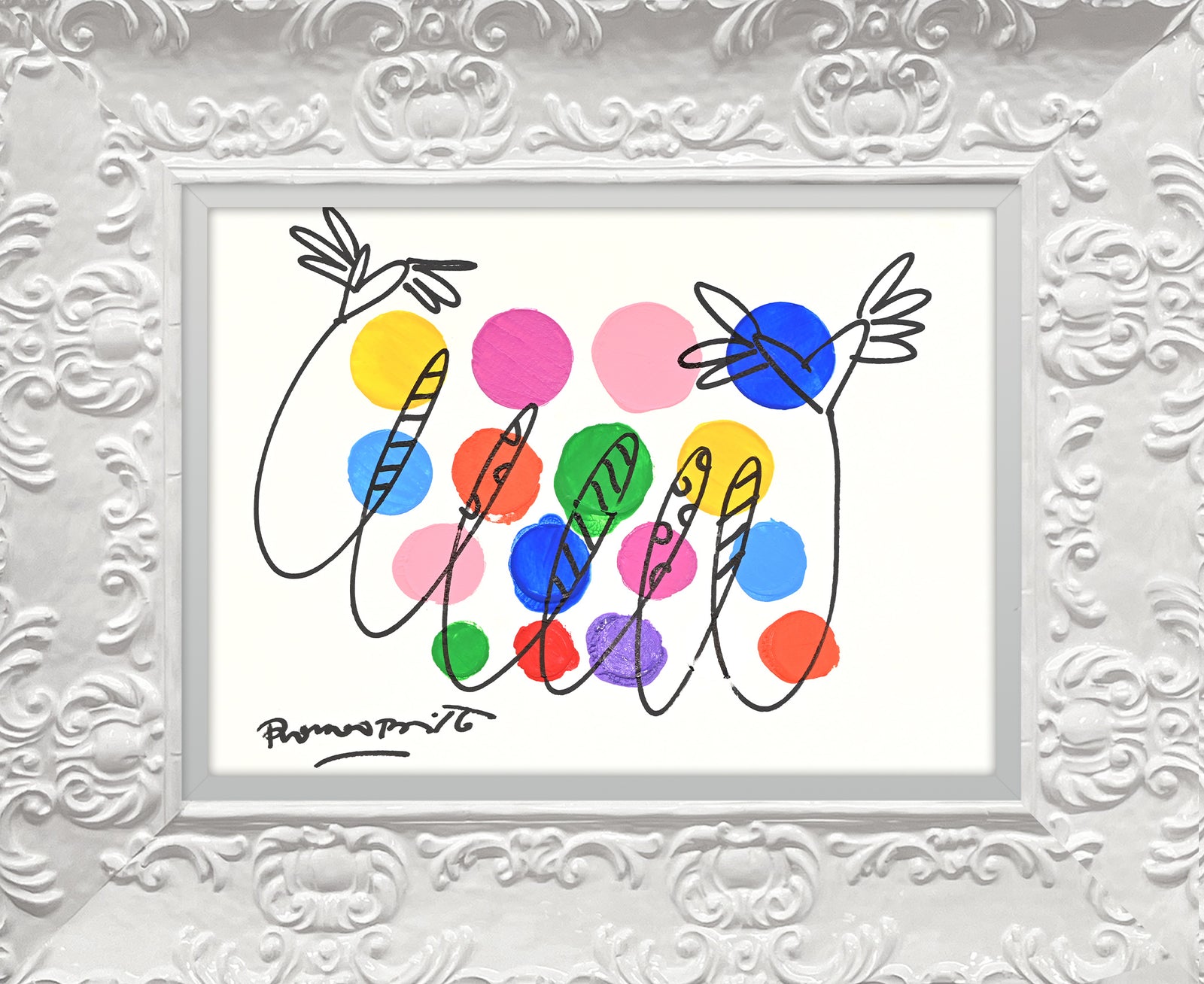 modern pop art evolution original drawing  vibrant home decor