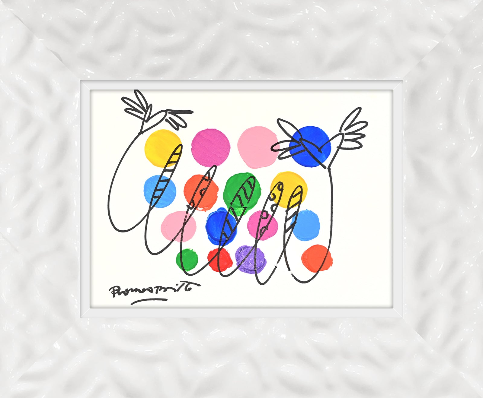 Romero Britto evolution original drawing  colorful pop art design