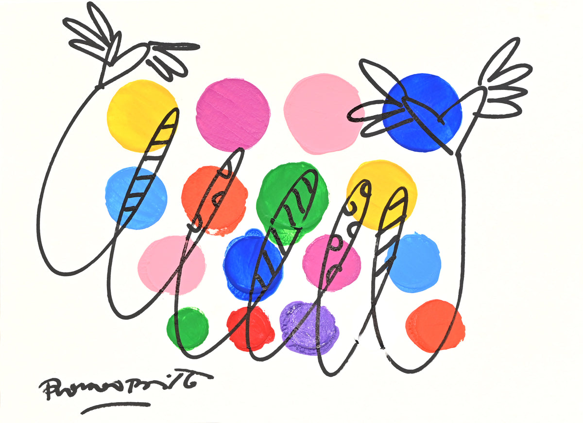 Romero Britto evolution original drawing  colorful pop art design