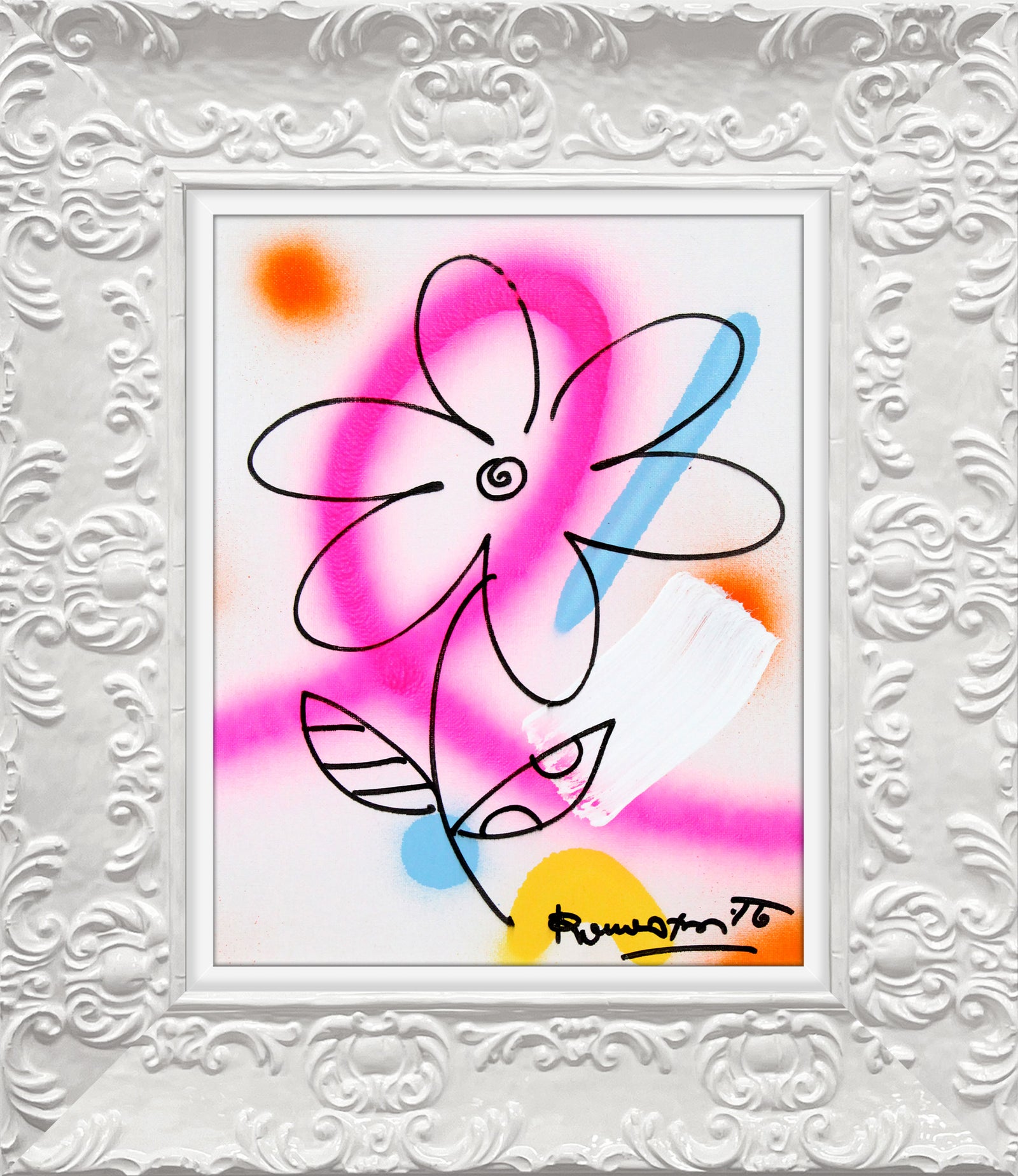 Romero Britto evolution original drawing  contemporary pop art piece