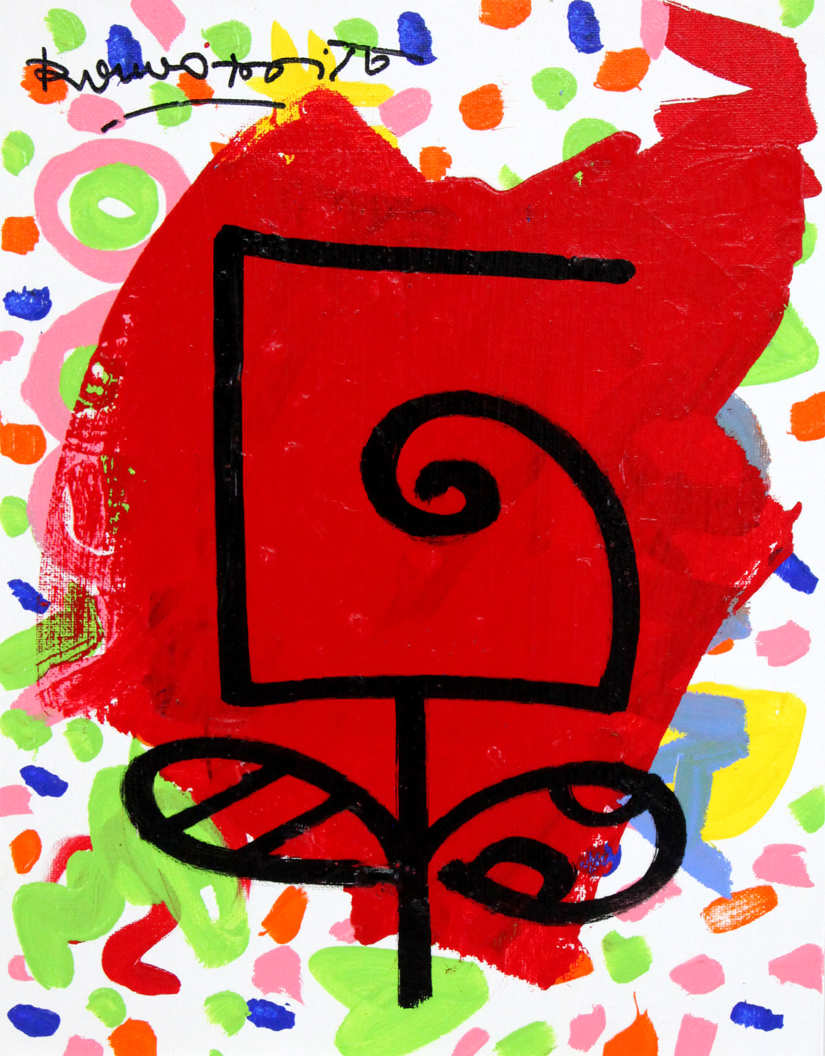 Romero Britto evolution original drawing  colorful pop art design