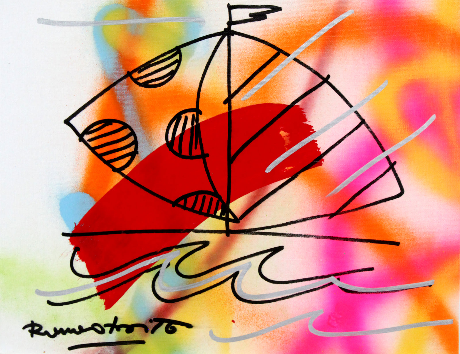 Romero Britto evolution original drawing  colorful pop art design