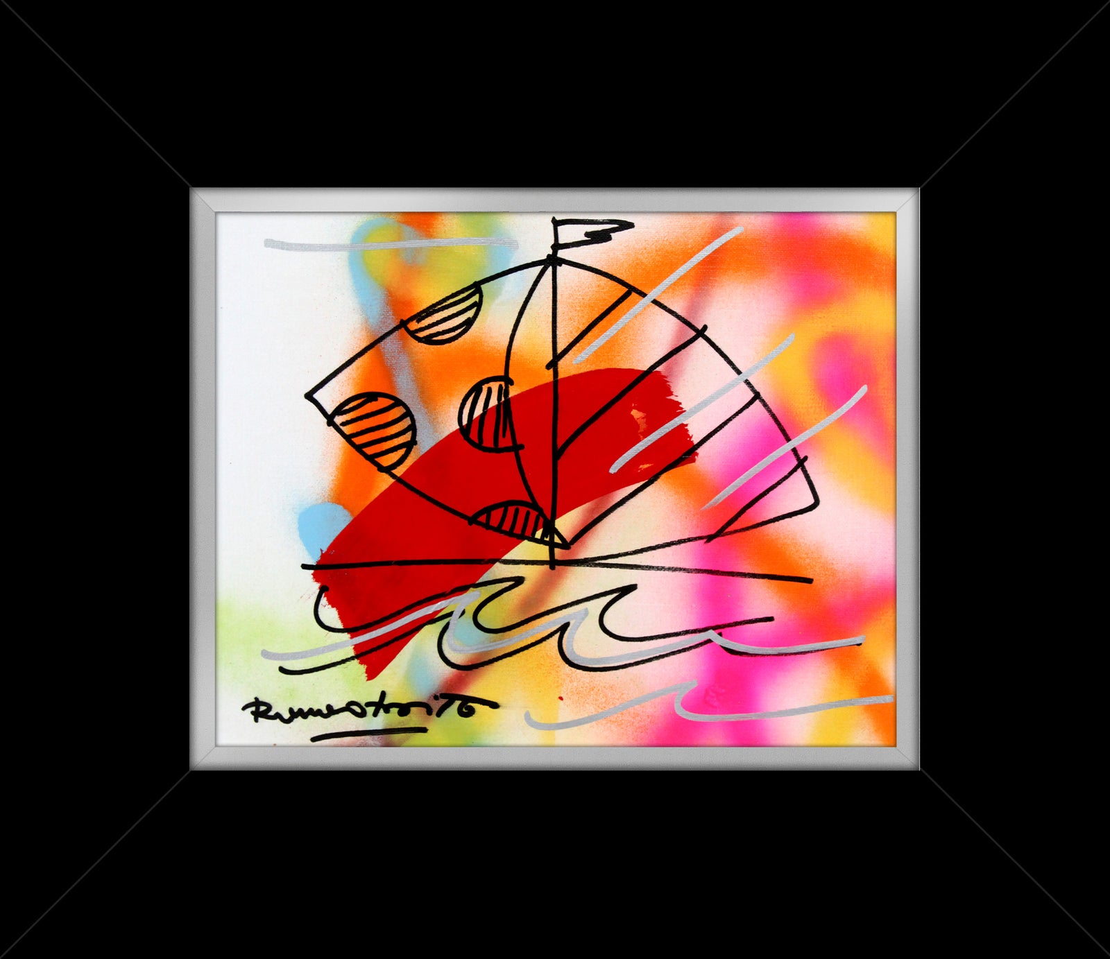 Romero Britto evolution original drawing  colorful pop art design