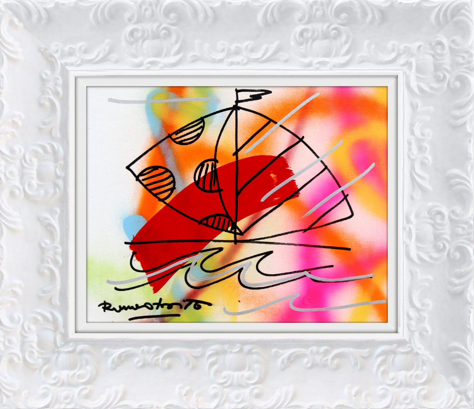 Romero Britto evolution original drawing  contemporary pop art piece
