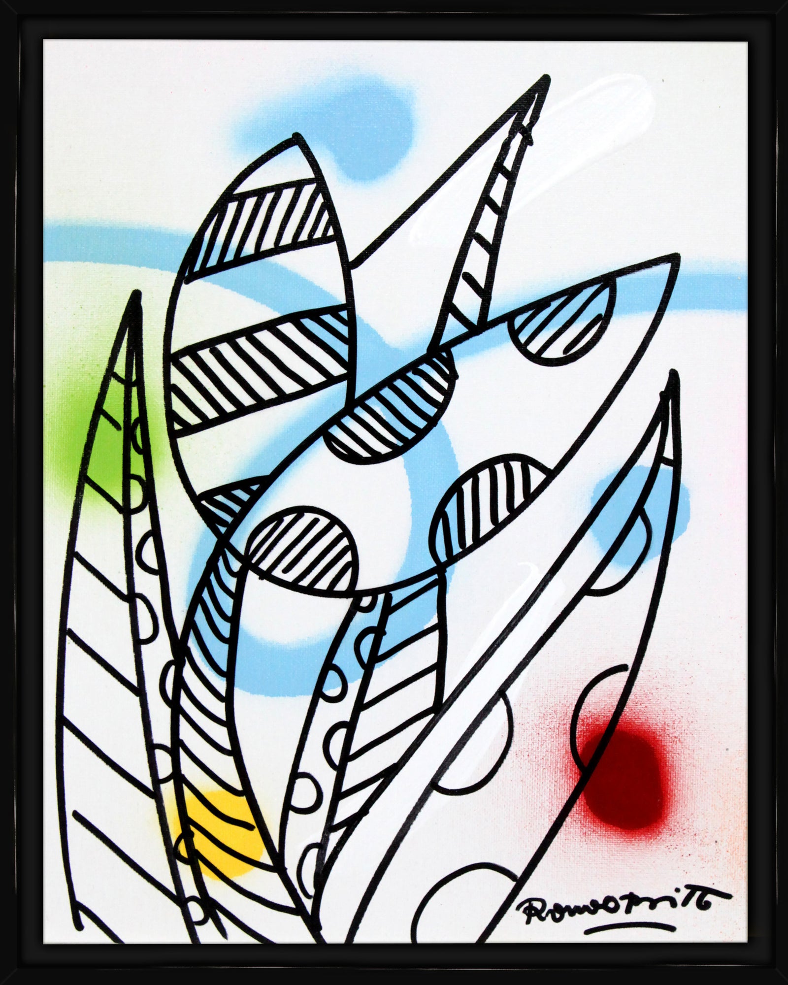 Romero Britto evolution original drawing  contemporary pop art piece